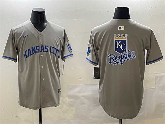 Men%27s Kansas City Royals Team Big Logo Gray 2024 Away Limited Stitched Jersey->kansas city royals->MLB Jersey